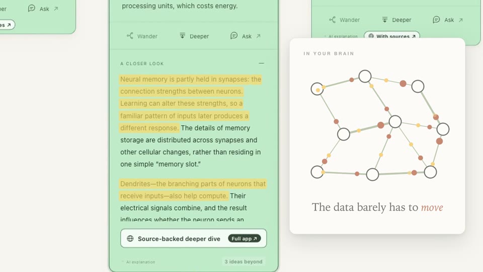 A simplified network illustrating how memory and processing are interwoven in the brain.